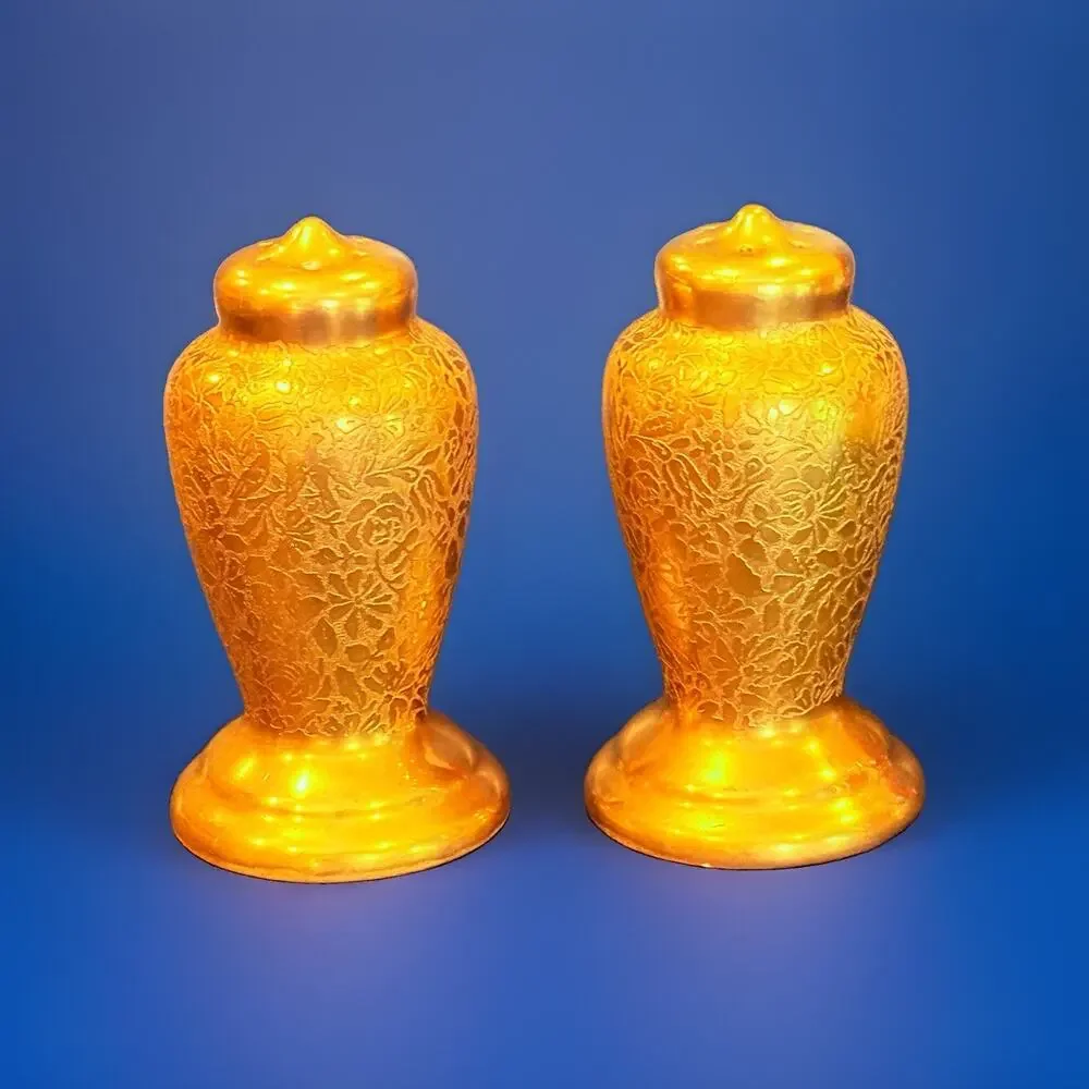 Vintage Pickard Set Gold Encrusted Floral Creamer Sugar Salt and Pepper 5 piece